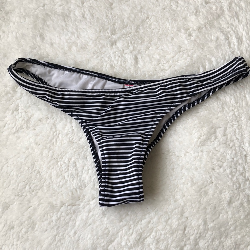 Black and white striped bikini bottom